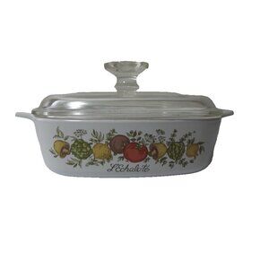 Corning Ware 1 Quart Spice Of Life L’Echalote A-1-B Casserole Dish Pyrex Lid A7C